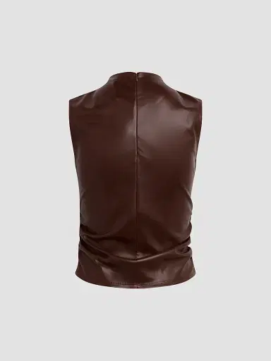 Hudson Jeans Women's Vegan Leather Ruched Top | Thumbnail 7 Hudson Jeans Women's Vegan Leather Ruched Top | Thumbnail 7