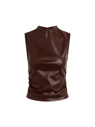 Hudson Jeans Women's Vegan Leather Ruched Top | Thumbnail 1 Hudson Jeans Women's Vegan Leather Ruched Top | Thumbnail 1