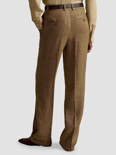 Polo Ralph Lauren Women's Plaid Linen Relaxed Straight Pants | Thumbnail 3 Polo Ralph Lauren Women's Plaid Linen Relaxed Straight Pants | Thumbnail 3