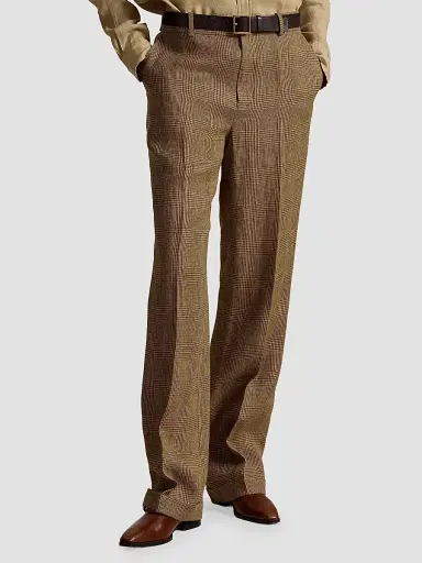 Polo Ralph Lauren Women's Plaid Linen Relaxed Straight Pants | Thumbnail 4 Polo Ralph Lauren Women's Plaid Linen Relaxed Straight Pants | Thumbnail 4