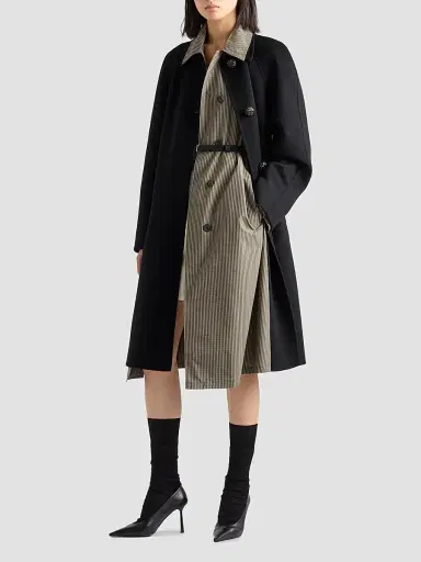 Prada Women's Checked Technical Fabric Trench Coat | Thumbnail 2 Prada Women's Checked Technical Fabric Trench Coat | Thumbnail 2