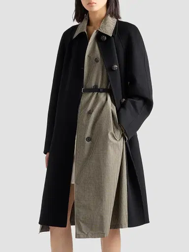 Prada Women's Checked Technical Fabric Trench Coat | Thumbnail 3 Prada Women's Checked Technical Fabric Trench Coat | Thumbnail 3