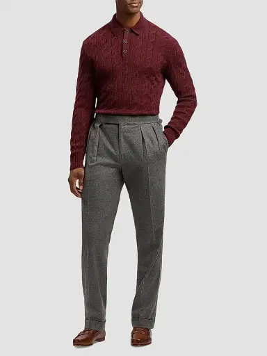 Ralph Lauren Purple Label Men's Cable-Knit Cashmere Polo Sweater | Thumbnail 2 Ralph Lauren Purple Label Men's Cable-Knit Cashmere Polo Sweater | Thumbnail 2