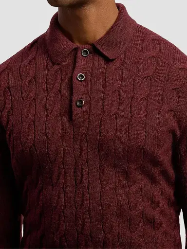 Ralph Lauren Purple Label Men's Cable-Knit Cashmere Polo Sweater | Thumbnail 5 Ralph Lauren Purple Label Men's Cable-Knit Cashmere Polo Sweater | Thumbnail 5