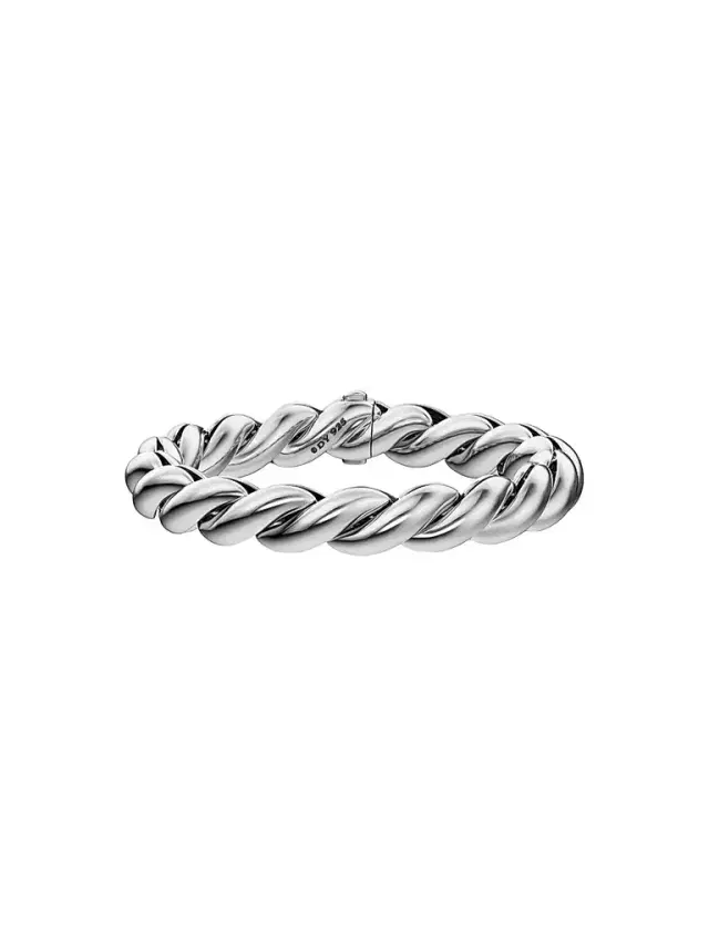 Women's Sculpted Cable Chain Bracelet in Sterling Silver, 10MM Women's Sculpted Cable Chain Bracelet in Sterling Silver, 10MM