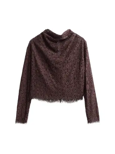 TANYA TAYLOR Women's Adrien Cowlneck Lace Top | Thumbnail 1 TANYA TAYLOR Women's Adrien Cowlneck Lace Top | Thumbnail 1