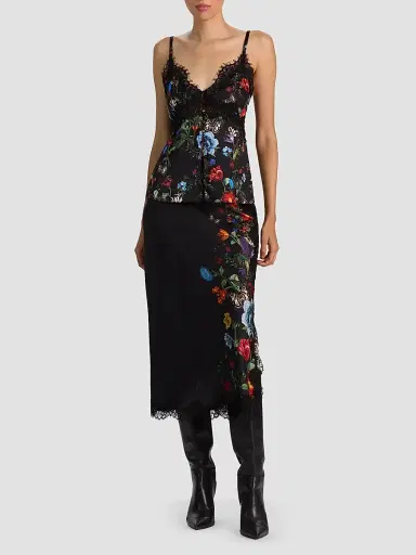 Alice + Olivia Women's Maeve Floral Midi Slip Skirt | Thumbnail 2 Alice + Olivia Women's Maeve Floral Midi Slip Skirt | Thumbnail 2
