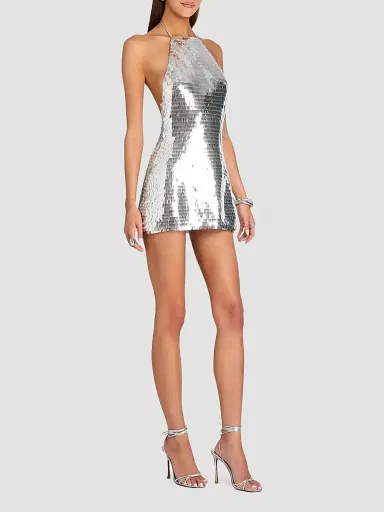 Retrofête Women's Jawa Sequin Halterneck Mini Dress | Thumbnail 4 Retrofête Women's Jawa Sequin Halterneck Mini Dress | Thumbnail 4