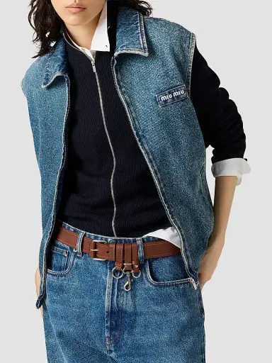 Miu Miu Women's Washed Denim Vest | Thumbnail 3 Miu Miu Women's Washed Denim Vest | Thumbnail 3