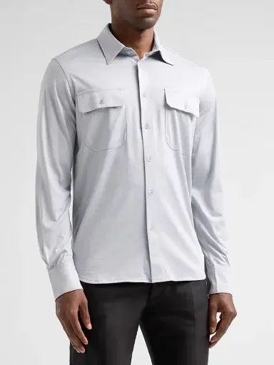 Tom Ford Men's Utility Cotton-Silk Shirt | Thumbnail 4 Tom Ford Men's Utility Cotton-Silk Shirt | Thumbnail 4