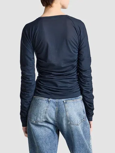 JW Anderson Women's Ruched Cotton-Blend Jersey Top | Thumbnail 3 JW Anderson Women's Ruched Cotton-Blend Jersey Top | Thumbnail 3