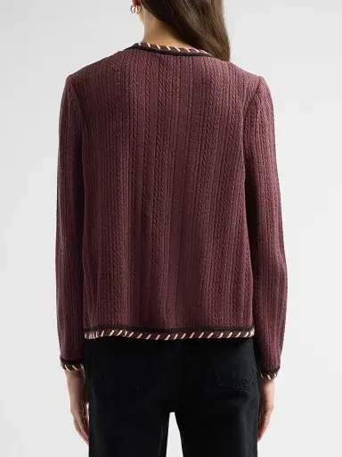 Misook Women's Heritage Whipstich Cable-Knit Jacket | Thumbnail 3 Misook Women's Heritage Whipstich Cable-Knit Jacket | Thumbnail 3