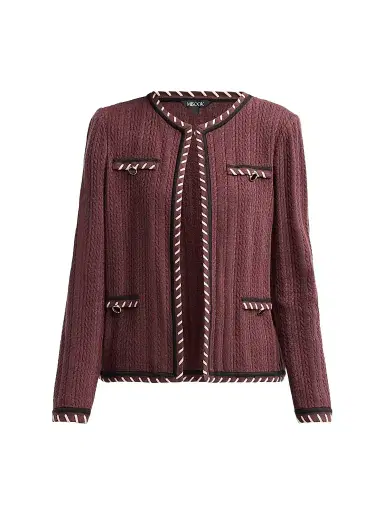 Misook Women's Heritage Whipstich Cable-Knit Jacket | Thumbnail 1 Misook Women's Heritage Whipstich Cable-Knit Jacket | Thumbnail 1