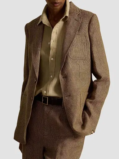 Polo Ralph Lauren Women's Single-Breasted Glen Plaid Linen Blazer | Thumbnail 4 Polo Ralph Lauren Women's Single-Breasted Glen Plaid Linen Blazer | Thumbnail 4