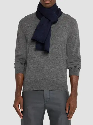 Emporio Armani Men's Eyelash-Fringe Wool Scarf | Thumbnail 3 Emporio Armani Men's Eyelash-Fringe Wool Scarf | Thumbnail 3