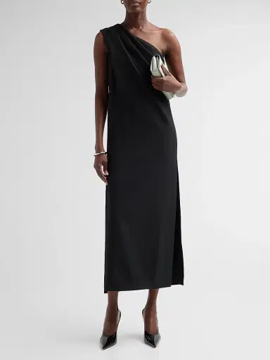 PRABAL GURUNG Women's Draped Stretch-Crepe One-Shoulder Midi Dress | Thumbnail 4 PRABAL GURUNG Women's Draped Stretch-Crepe One-Shoulder Midi Dress | Thumbnail 4