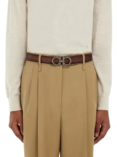 Ferragamo Men's Double Gancini Reversible Leather Belt | Thumbnail 2 Ferragamo Men's Double Gancini Reversible Leather Belt | Thumbnail 2