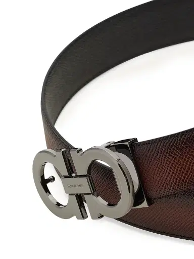 Ferragamo Men's Double Gancini Reversible Leather Belt | Thumbnail 5 Ferragamo Men's Double Gancini Reversible Leather Belt | Thumbnail 5