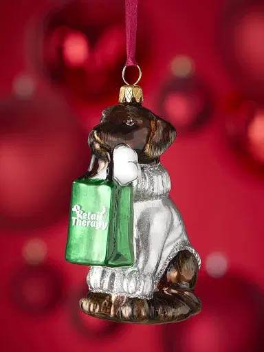 Joy To The World Retail Therapy Bag Chocolate Lab Glass Ornament | Thumbnail 2 Joy To The World Retail Therapy Bag Chocolate Lab Glass Ornament | Thumbnail 2