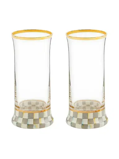 MacKenzie-Childs Sterling Check 2-Piece Highball Glass Set | Thumbnail 1 MacKenzie-Childs Sterling Check 2-Piece Highball Glass Set | Thumbnail 1