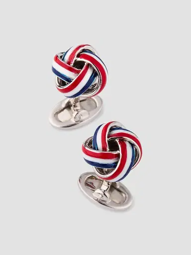 Jan Leslie Men's Sterling Silver & Enamel Knot Cufflinks | Thumbnail 3 Jan Leslie Men's Sterling Silver & Enamel Knot Cufflinks | Thumbnail 3