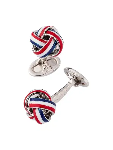 Jan Leslie Men's Sterling Silver & Enamel Knot Cufflinks | Thumbnail 1 Jan Leslie Men's Sterling Silver & Enamel Knot Cufflinks | Thumbnail 1