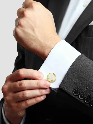 Jan Leslie Men's 18K Yellow Gold, Mother-Of-Pearl & 0.60 TCW Diamond Cufflinks | Thumbnail 2 Jan Leslie Men's 18K Yellow Gold, Mother-Of-Pearl & 0.60 TCW Diamond Cufflinks | Thumbnail 2
