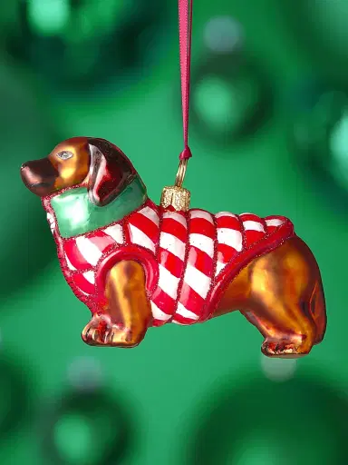 Joy To The World Dachshund Candy Cane Glass Ornament | Thumbnail 2 Joy To The World Dachshund Candy Cane Glass Ornament | Thumbnail 2