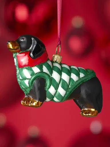 Joy To The World Dachschund Candy Cane Glass Ornament | Thumbnail 2 Joy To The World Dachschund Candy Cane Glass Ornament | Thumbnail 2