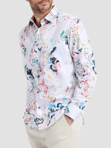 Robert Graham Men's Aldersgate Printed Stretch-Cotton Shirt | Thumbnail 4 Robert Graham Men's Aldersgate Printed Stretch-Cotton Shirt | Thumbnail 4