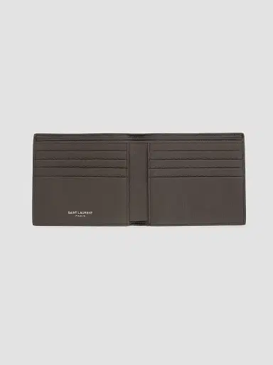 Saint Laurent Men's Tiny Cassandre East-West Wallet in Grained Leather | Thumbnail 2 Saint Laurent Men's Tiny Cassandre East-West Wallet in Grained Leather | Thumbnail 2