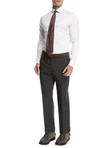 Giorgio Armani Men's Crease-Front Wool Trousers | Thumbnail 2 Giorgio Armani Men's Crease-Front Wool Trousers | Thumbnail 2