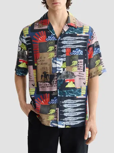 Scotch & Soda Men's Graphic Short-Sleeve Camp Shirt | Thumbnail 3 Scotch & Soda Men's Graphic Short-Sleeve Camp Shirt | Thumbnail 3