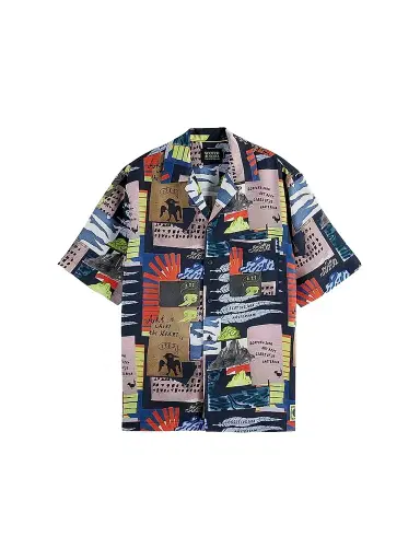 Scotch & Soda Men's Graphic Short-Sleeve Camp Shirt | Thumbnail 1 Scotch & Soda Men's Graphic Short-Sleeve Camp Shirt | Thumbnail 1