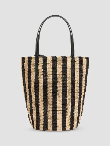 Valentino Women's Striped Raffia Shopping Bag | Thumbnail 3 Valentino Women's Striped Raffia Shopping Bag | Thumbnail 3