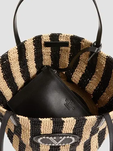 Valentino Women's Striped Raffia Shopping Bag | Thumbnail 6 Valentino Women's Striped Raffia Shopping Bag | Thumbnail 6