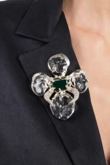 ALEXIS BITTAR Crystal Silverlake Lucite Flower Pin | Thumbnail 2 ALEXIS BITTAR Crystal Silverlake Lucite Flower Pin | Thumbnail 2