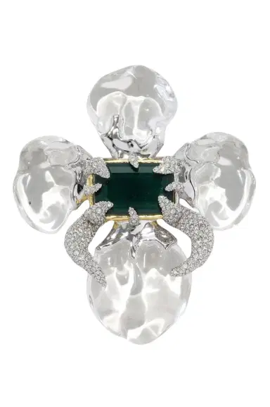 ALEXIS BITTAR Crystal Silverlake Lucite Flower Pin | Thumbnail 1 ALEXIS BITTAR Crystal Silverlake Lucite Flower Pin | Thumbnail 1