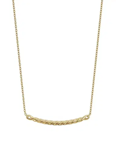David Yurman Women's Sculpted Cable Bar Necklace in 18K Yellow Gold, 2.7MM | Thumbnail 1 David Yurman Women's Sculpted Cable Bar Necklace in 18K Yellow Gold, 2.7MM | Thumbnail 1