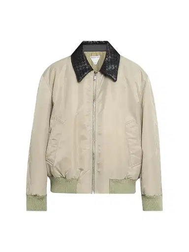 Bottega Veneta Women's Intercciato Leather Collar Jacket | Thumbnail 1 Bottega Veneta Women's Intercciato Leather Collar Jacket | Thumbnail 1
