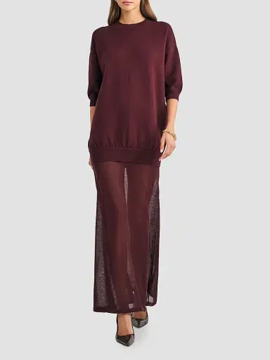 SEROYA Women's Arwen Mixed-Media Maxi Dress | Thumbnail 4 SEROYA Women's Arwen Mixed-Media Maxi Dress | Thumbnail 4