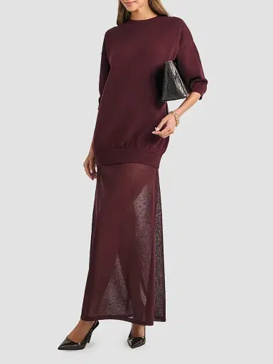 SEROYA Women's Arwen Mixed-Media Maxi Dress | Thumbnail 7 SEROYA Women's Arwen Mixed-Media Maxi Dress | Thumbnail 7