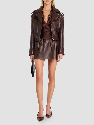 SEROYA Women's Kaitlin Leather Mini Skirt | Thumbnail 2 SEROYA Women's Kaitlin Leather Mini Skirt | Thumbnail 2