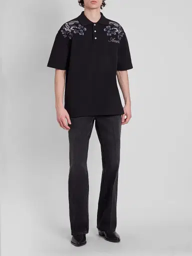 AMIRI Men's Floral-Embroidered Cotton Polo Shirt | Thumbnail 2 AMIRI Men's Floral-Embroidered Cotton Polo Shirt | Thumbnail 2