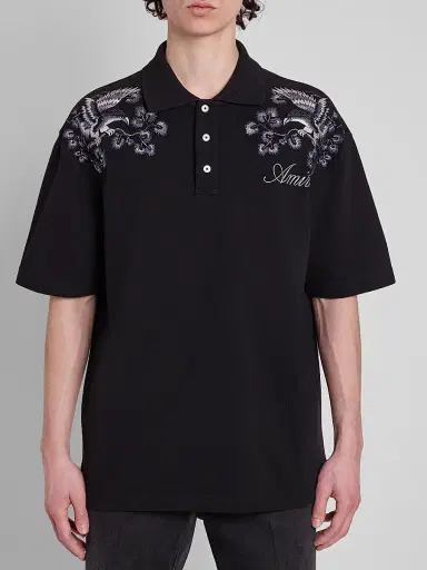 AMIRI Men's Floral-Embroidered Cotton Polo Shirt | Thumbnail 5 AMIRI Men's Floral-Embroidered Cotton Polo Shirt | Thumbnail 5