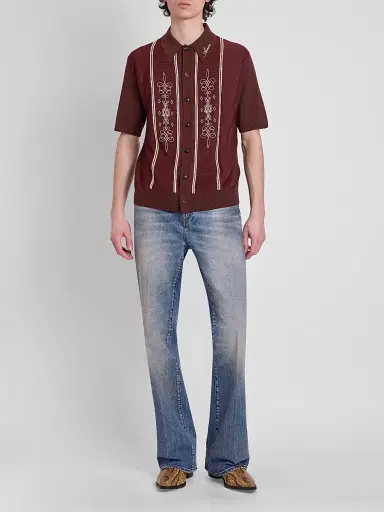 AMIRI Men's Abstract Paneled Wool-Blend Short-Sleeve Shirt | Thumbnail 2 AMIRI Men's Abstract Paneled Wool-Blend Short-Sleeve Shirt | Thumbnail 2