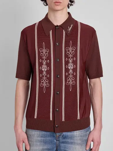 AMIRI Men's Abstract Paneled Wool-Blend Short-Sleeve Shirt | Thumbnail 5 AMIRI Men's Abstract Paneled Wool-Blend Short-Sleeve Shirt | Thumbnail 5