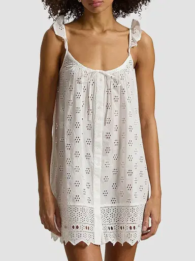 Polo Ralph Lauren Women's Cotton Eyelet Cami Sleep Dress | Thumbnail 2 Polo Ralph Lauren Women's Cotton Eyelet Cami Sleep Dress | Thumbnail 2