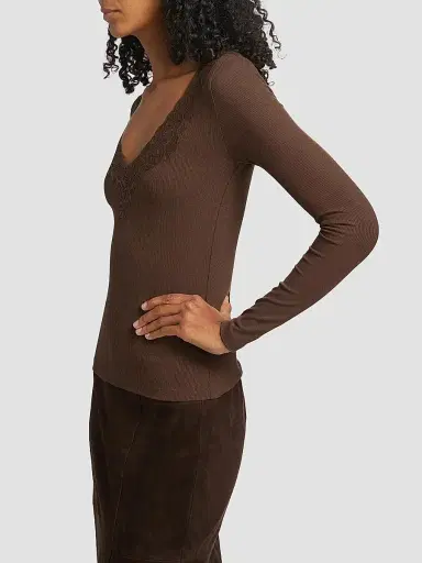 Cami NYC Women's Rooney Ribbed Lace-Trim Top | Thumbnail 4 Cami NYC Women's Rooney Ribbed Lace-Trim Top | Thumbnail 4