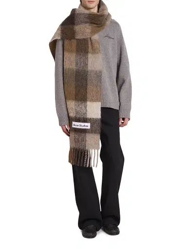 Acne Studios Men's Main Vally Checkered Fringe Scarf | Thumbnail 2 Acne Studios Men's Main Vally Checkered Fringe Scarf | Thumbnail 2